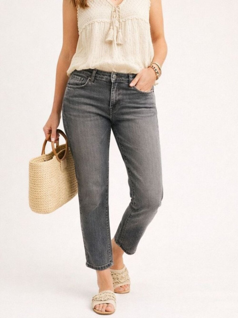 Anthropologie | Pilcro Womens Jeans Low Rise Straight Grey Stretch Denim Size 26
